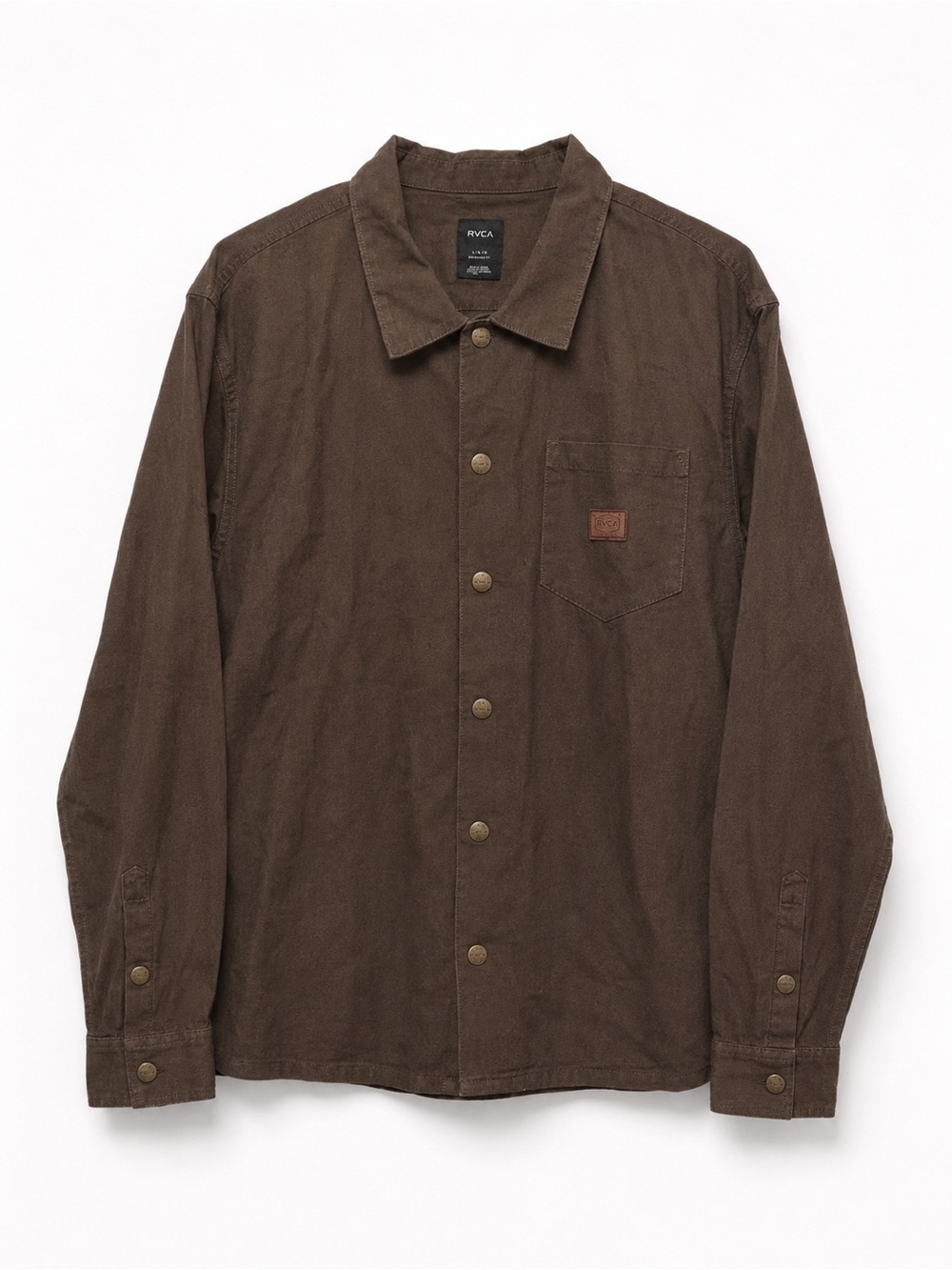 NWT RVCA Chainmail Men’s Large Chocolate Brown Canvas Overshirt Jacket
